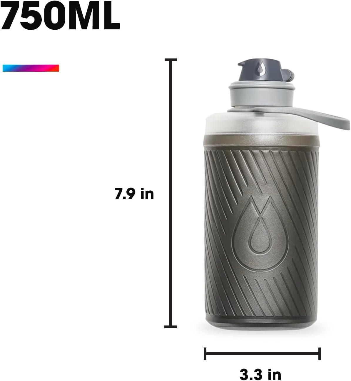 imageHydraPak Flux Collapsible Backpacking Water Bottle 750ml 1L 15L BPA Free Ultra Light SpillProof Twist CapMammoth Grey