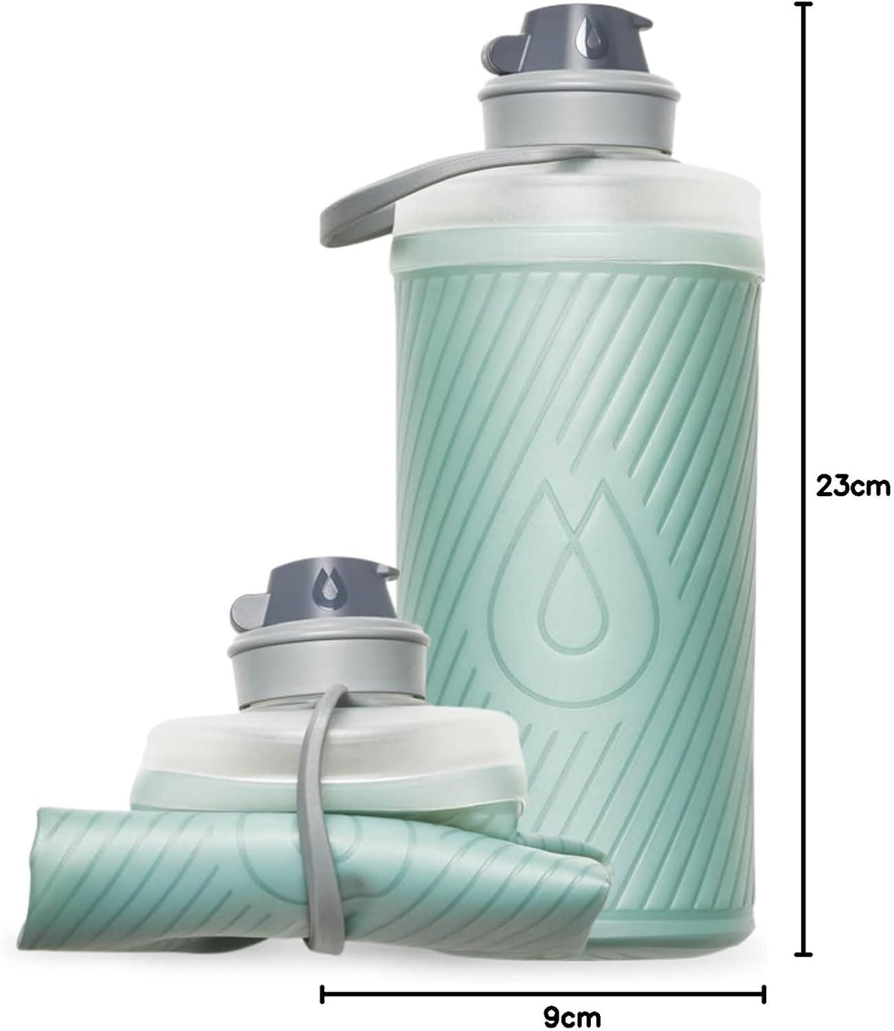 imageHydraPak Flux Collapsible Backpacking Water Bottle 750ml 1L 15L BPA Free Ultra Light SpillProof Twist CapSutro Green
