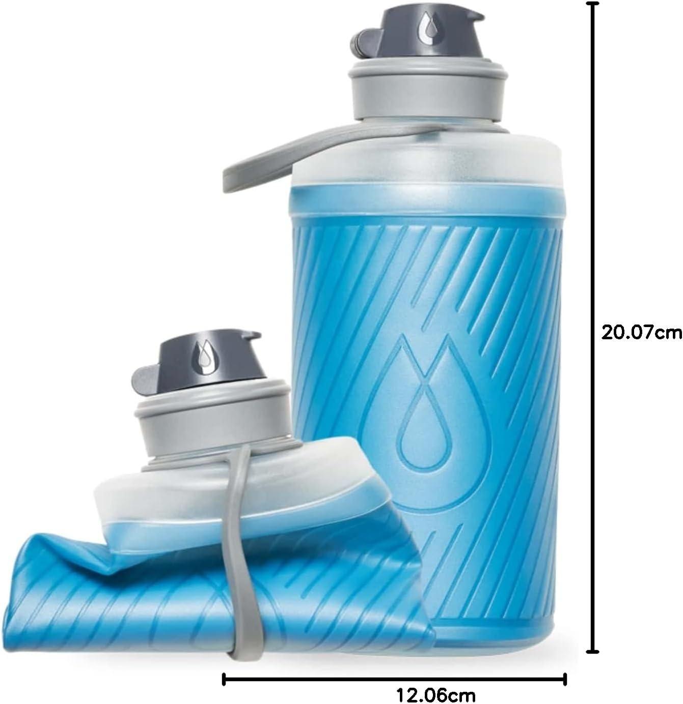 imageHydraPak Flux Collapsible Backpacking Water Bottle 750ml 1L 15L BPA Free Ultra Light SpillProof Twist CapTahoe Blue