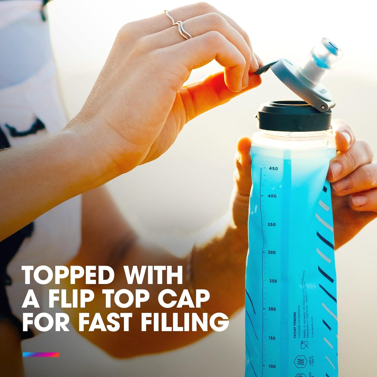 imageHydraPak SoftFlask Speed 500ml Compressible Soft Flask Water Bottle Perfect Fit for Hydration Vests and Running Packs with Easy Open Cap 500ml17oz500ml