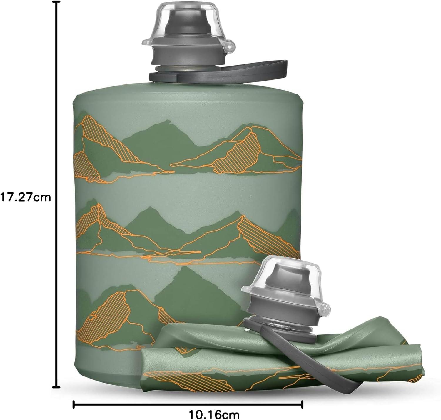 imageHydraPak Stow Collapsible Backpacking Water Bottle 350ml 500ml 1L BPA Free Ultra Light SpillProof Twist CapMTN Sutro Green