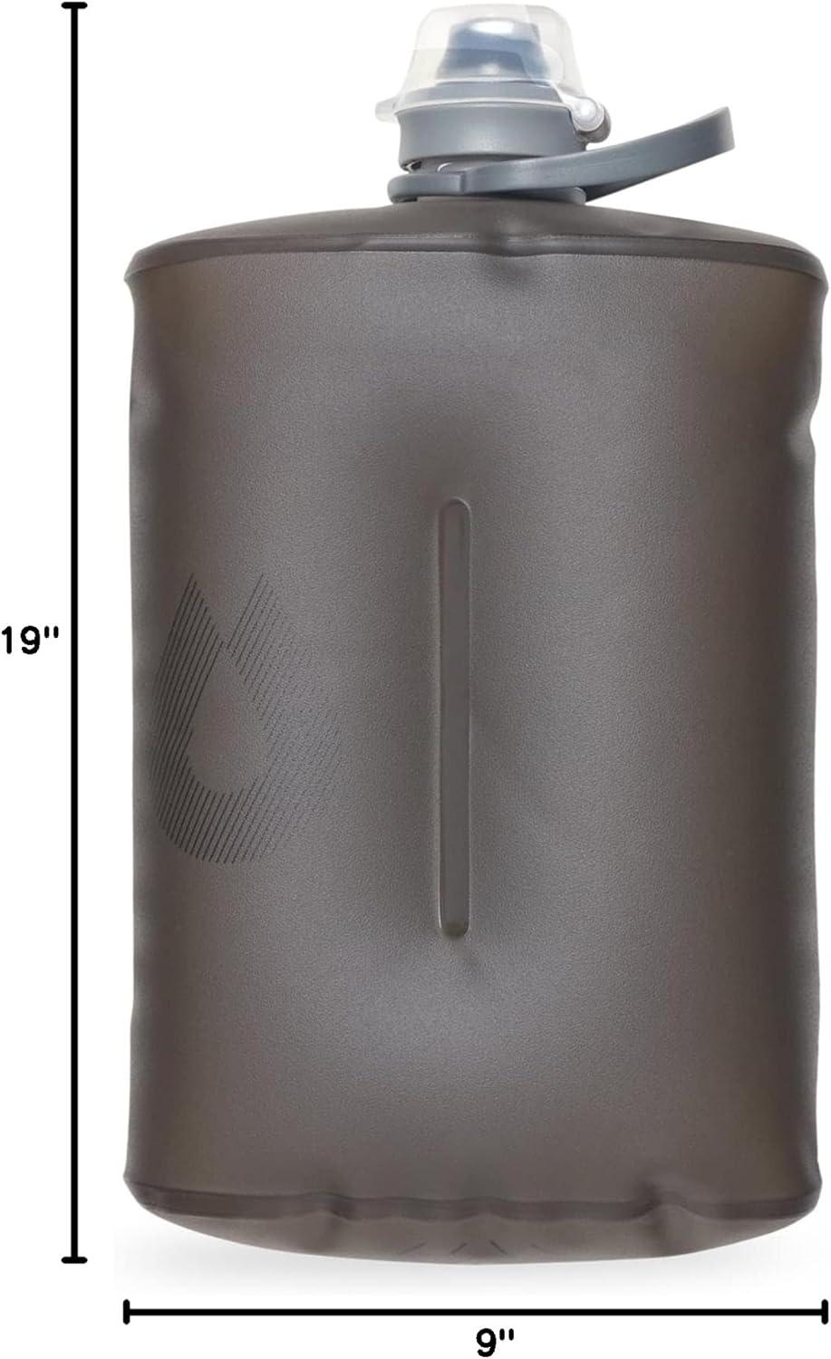 imageHydraPak Stow Collapsible Backpacking Water Bottle 350ml 500ml 1L BPA Free Ultra Light SpillProof Twist CapMammoth Grey