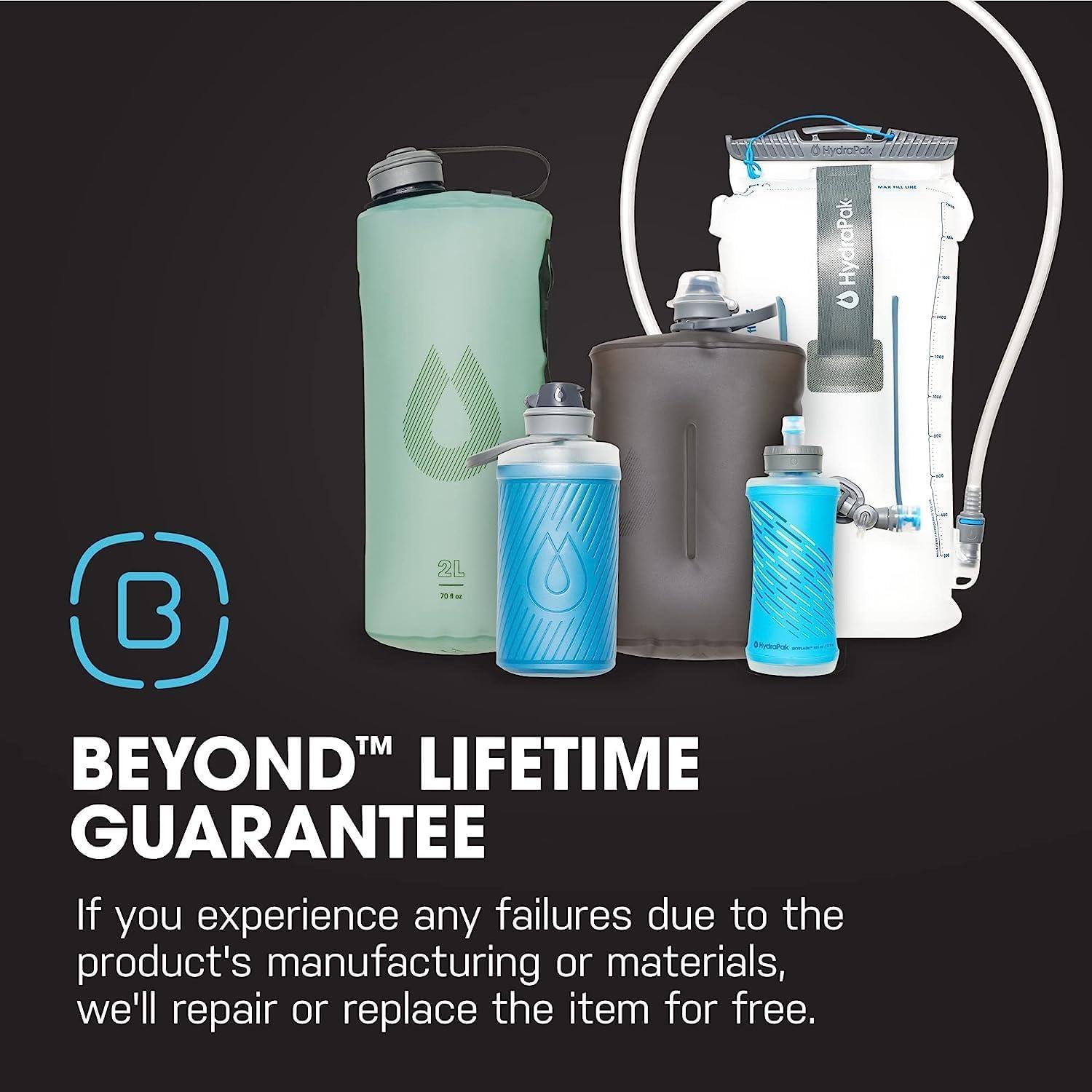 imageHydraPak Stow Collapsible Backpacking Water Bottle 350ml 500ml 1L BPA Free Ultra Light SpillProof Twist CapRedwood