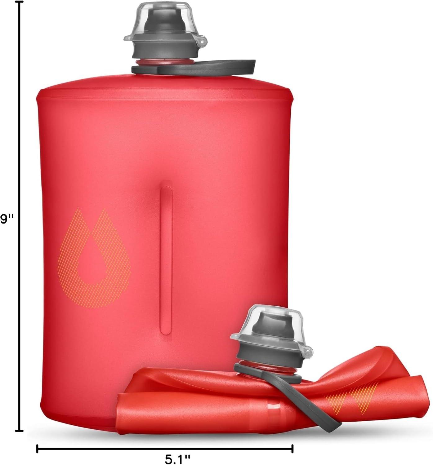 imageHydraPak Stow Collapsible Backpacking Water Bottle 350ml 500ml 1L BPA Free Ultra Light SpillProof Twist CapRedwood