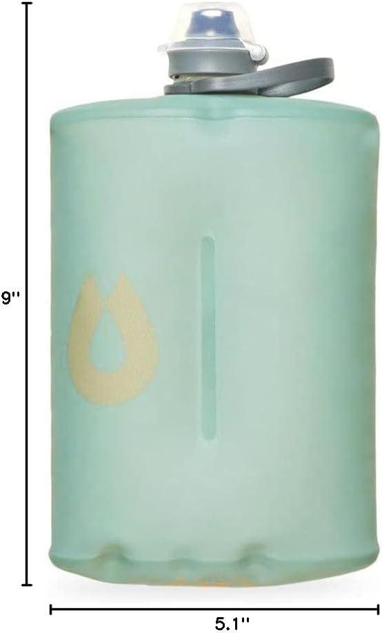 imageHydraPak Stow Collapsible Backpacking Water Bottle 350ml 500ml 1L BPA Free Ultra Light SpillProof Twist CapSutro Green