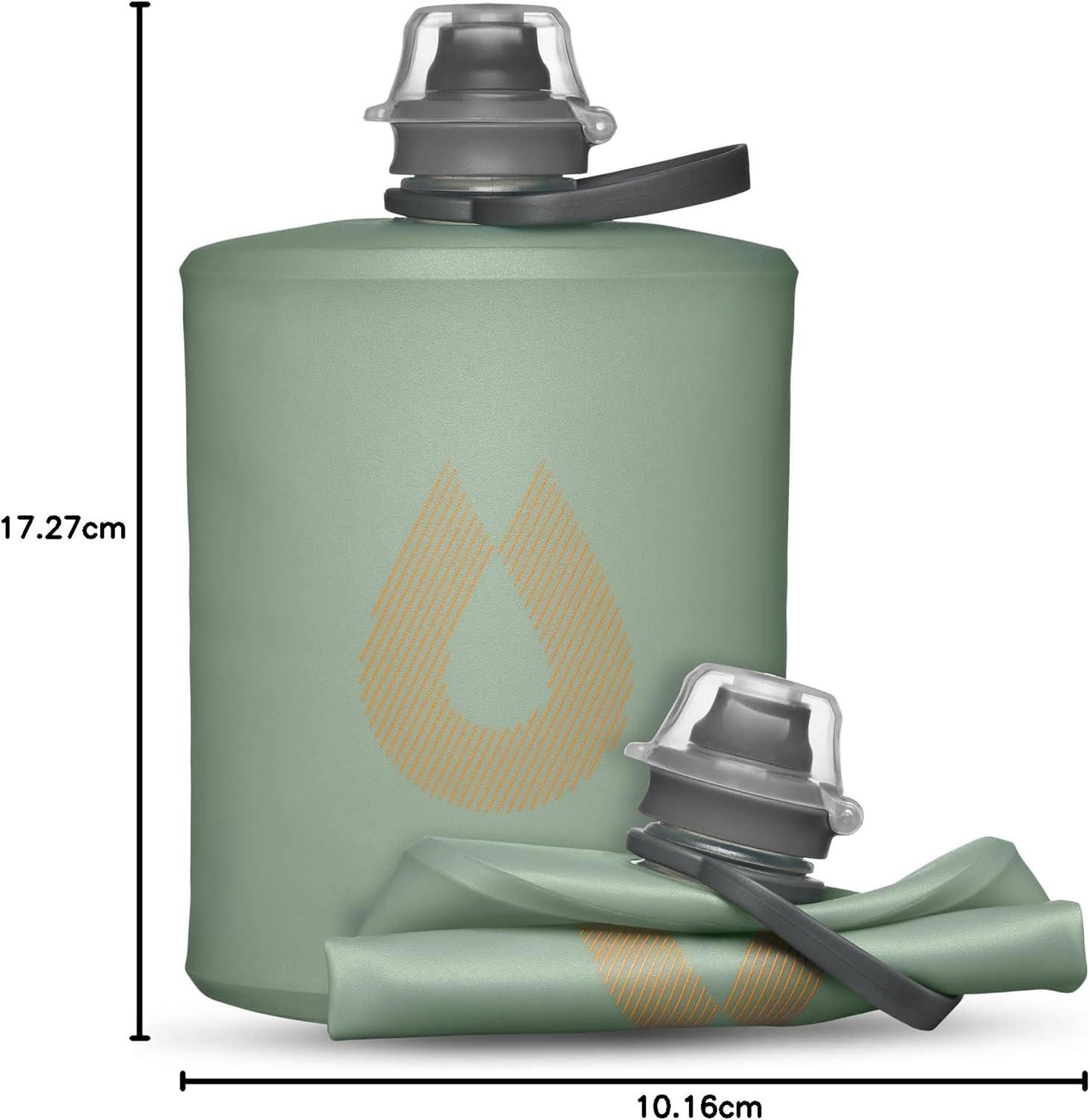 imageHydraPak Stow Collapsible Backpacking Water Bottle 350ml 500ml 1L BPA Free Ultra Light SpillProof Twist CapSutro Green