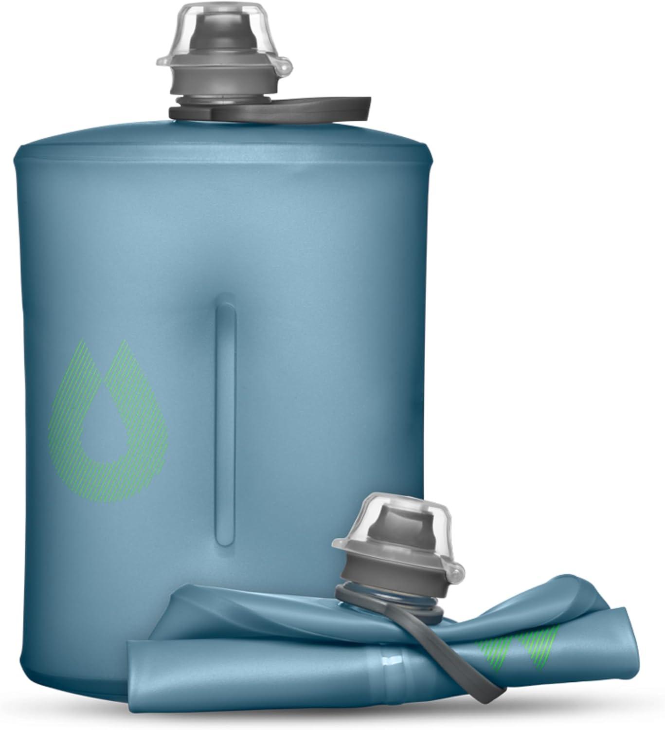 imageHydraPak Stow Collapsible Backpacking Water Bottle 350ml 500ml 1L BPA Free Ultra Light SpillProof Twist CapTahoe Blue