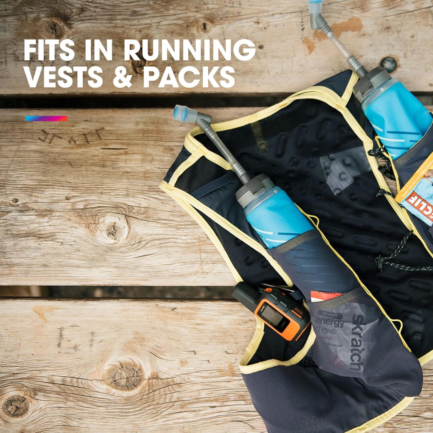 imageHydraPak UltraFlask Speed 500ml or 600ml Collapsible Soft Flask Water Bottle for Hydration Vests and Running Packs with Easy Open Cap500ml 2 Pack With Drink Straws