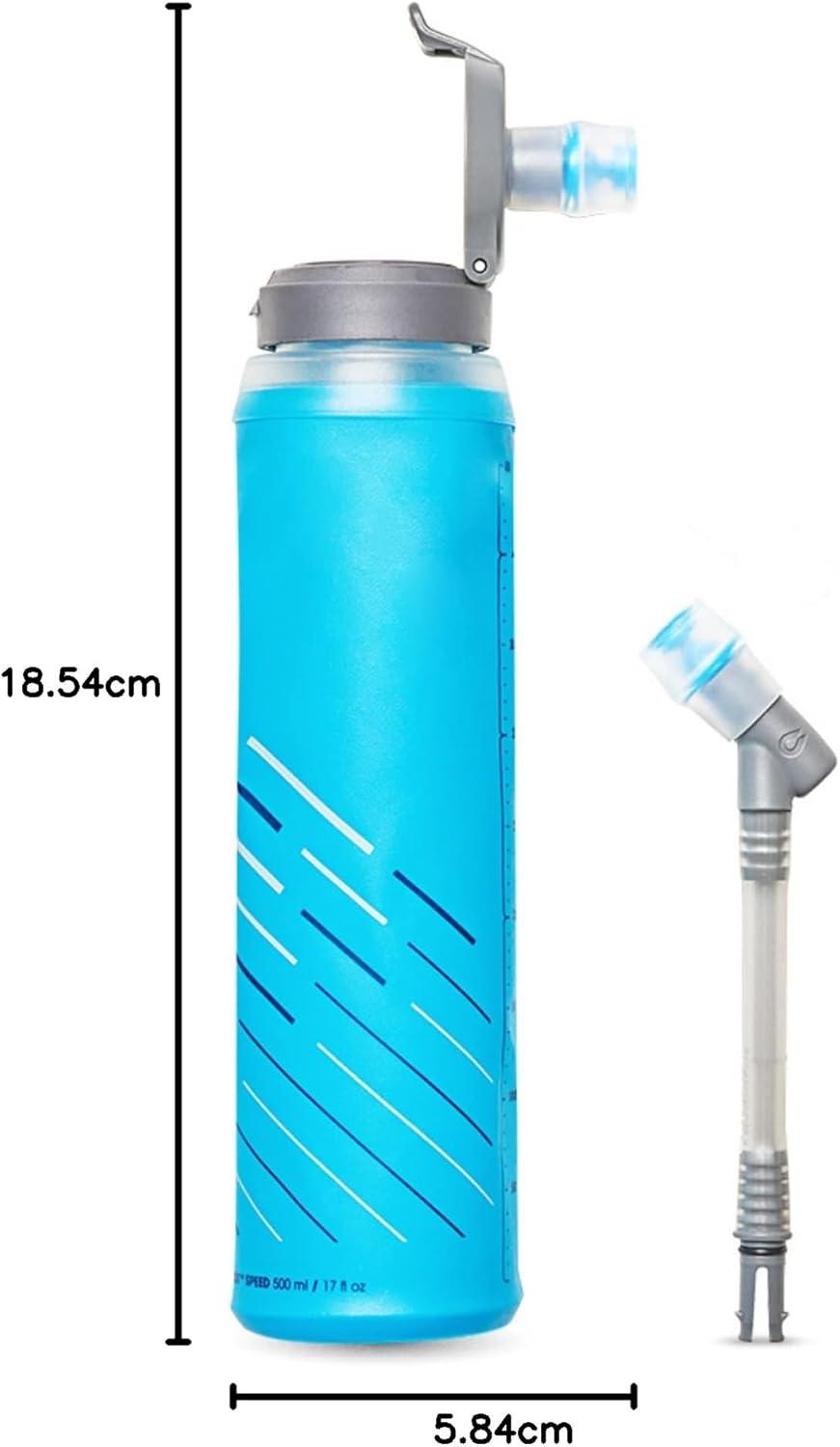 imageHydraPak UltraFlask Speed 500ml or 600ml Collapsible Soft Flask Water Bottle for Hydration Vests and Running Packs with Easy Open Cap500ml With Drink Straw