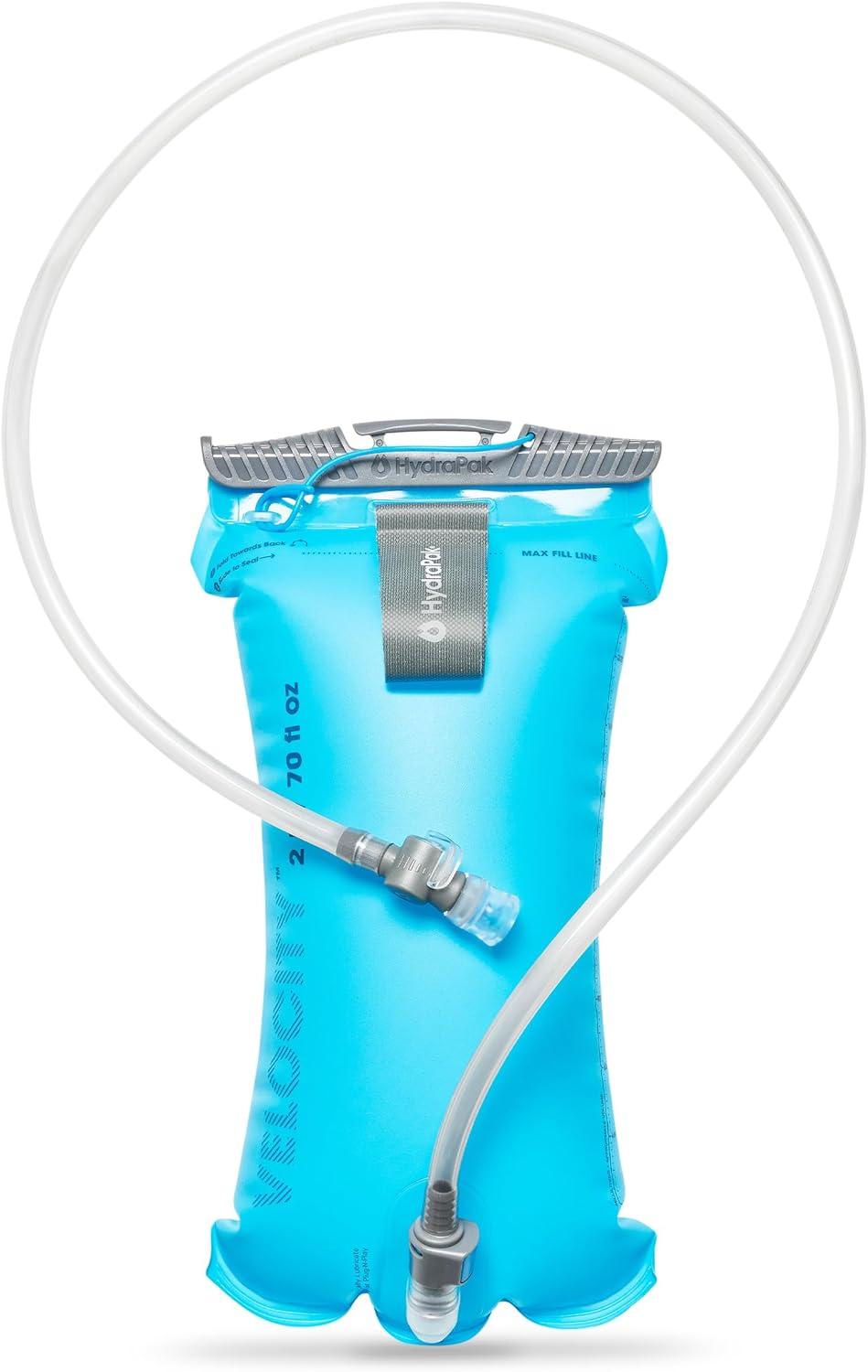 imageHydraPak Velocity Hydration Reservoir 15L or 2L Slim Profile Water Bladder SelfSealing Bite Valve Leak Proof Reversible Dishwasher SafeMalibu Blue