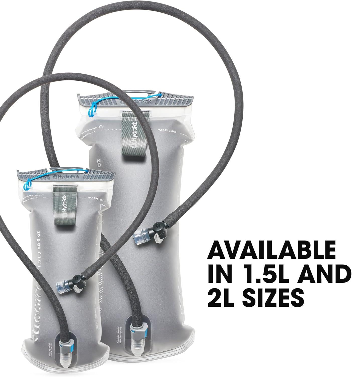 imageHydraPak Velocity IT 15L or 2L Hydration Reservoir Insulated Water BladderReservoir for Hydration Pack SelfSealing Bite Valve Leak Proof and Dishwasher Safe15 Liters