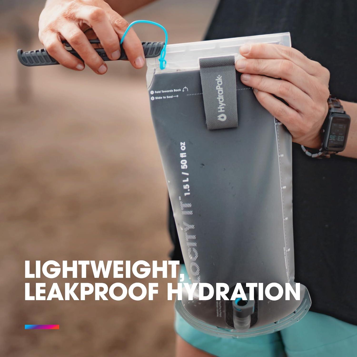 imageHydraPak Velocity IT 15L or 2L Hydration Reservoir Insulated Water BladderReservoir for Hydration Pack SelfSealing Bite Valve Leak Proof and Dishwasher Safe2 Liters