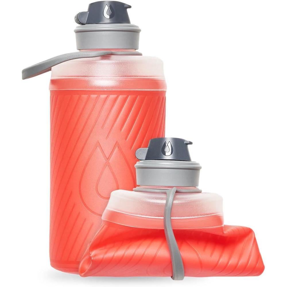 imageHydraPak Flux Collapsible Backpacking Water Bottle 750ml 1L 15L BPA Free Ultra Light SpillProof Twist CapRedwood Red