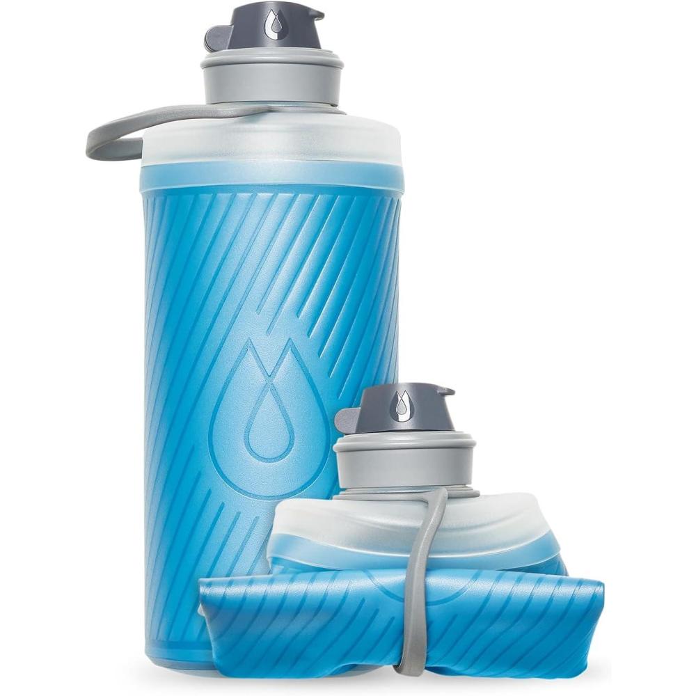 imageHydraPak Flux Collapsible Backpacking Water Bottle 750ml 1L 15L BPA Free Ultra Light SpillProof Twist CapTahoe Blue