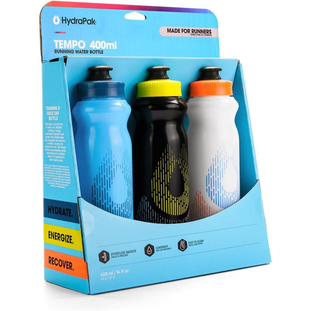 imageHydraPak Tempo Handheld Running Water Bottle 3Pack Made for Runners Marathon Training and Race Day Squeeze Bottle Perfect for Hydration Electrolytes Recovery and Nutrition Mixes400 ml Pack of 3