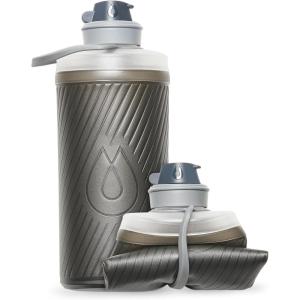 HydraPak Flux – Collapsible Backpacking Water Bottle (750ml, 1L, 1.5L) – BPA Free, Ultra Light, Spill-Proof Twist Cap(Mammoth Grey)