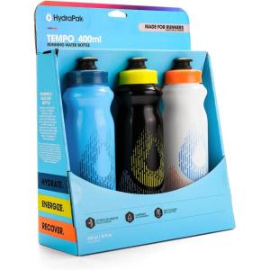 HydraPak Tempo Handheld Running Water Bottle 3-Pack – Made for Runners, Marathon Training and Race Day Squeeze Bottle. Perfect for Hydration, Electrolytes, Recovery and Nutrition Mixes.(400 ml (Pack of 3))