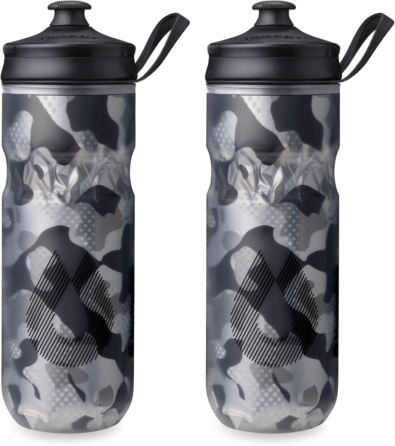 imageHydraPak Polar Bottle Polar Sport Insulated Water Bottle BPAFree Sport ampamp Bike Squeeze Bottle with Handle Splash Gold 700ml 24ozContender Black