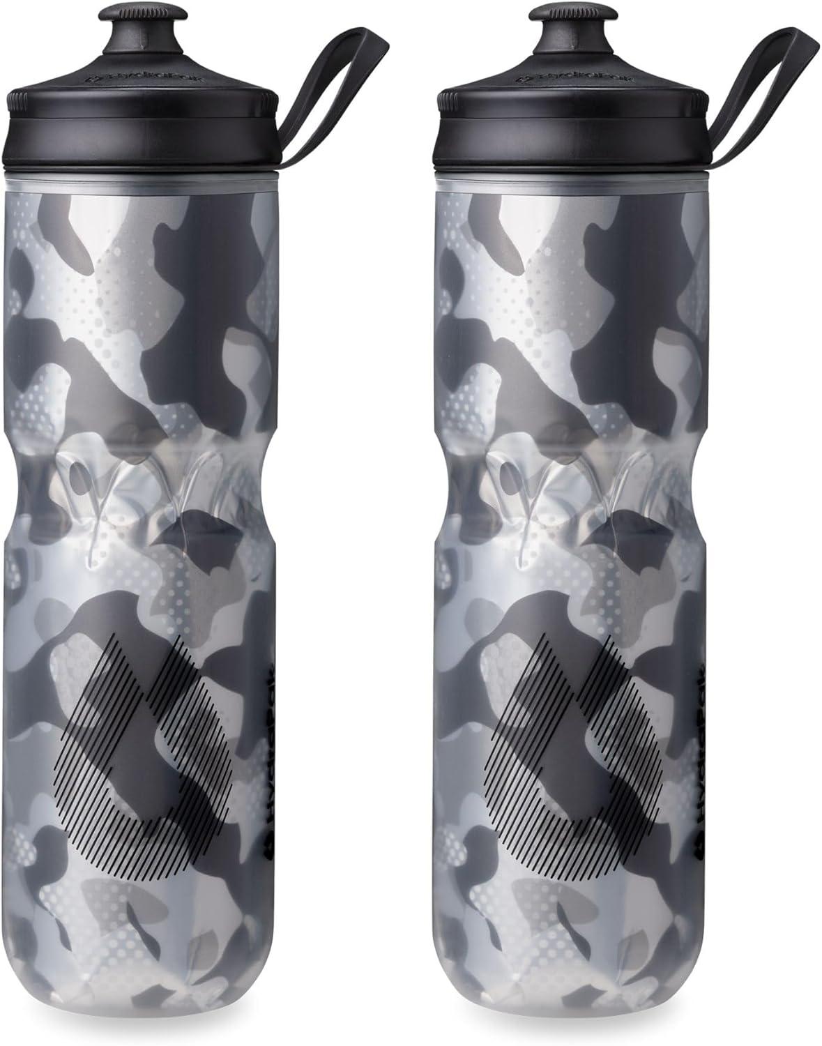 imageHydraPak Polar Bottle Polar Sport Insulated Water Bottle BPAFree Sport ampamp Bike Squeeze Bottle with Handle Splash Gold 700ml 24ozContender Black