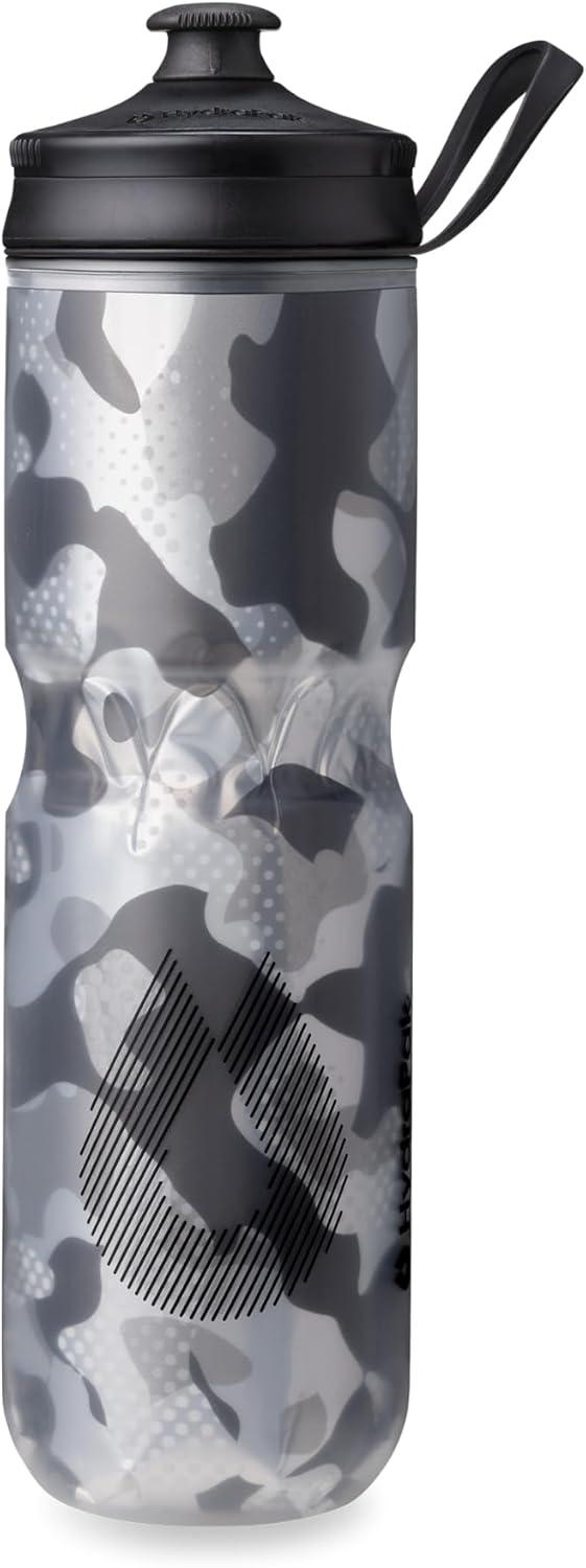 imageHydraPak Polar Bottle Polar Sport Insulated Water Bottle BPAFree Sport ampamp Bike Squeeze Bottle with Handle Splash Gold 700ml 24ozContender Black