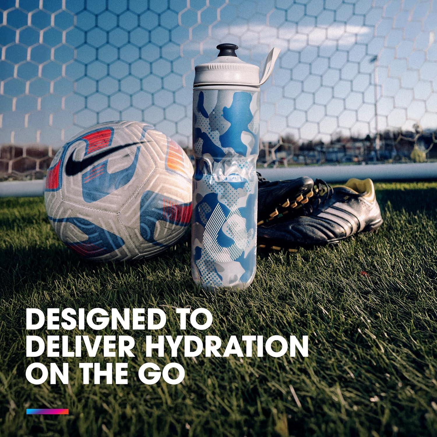 imageHydraPak Polar Bottle Polar Sport Insulated Water Bottle BPAFree Sport ampamp Bike Squeeze Bottle with Handle Splash Gold 700ml 24ozContender Blue