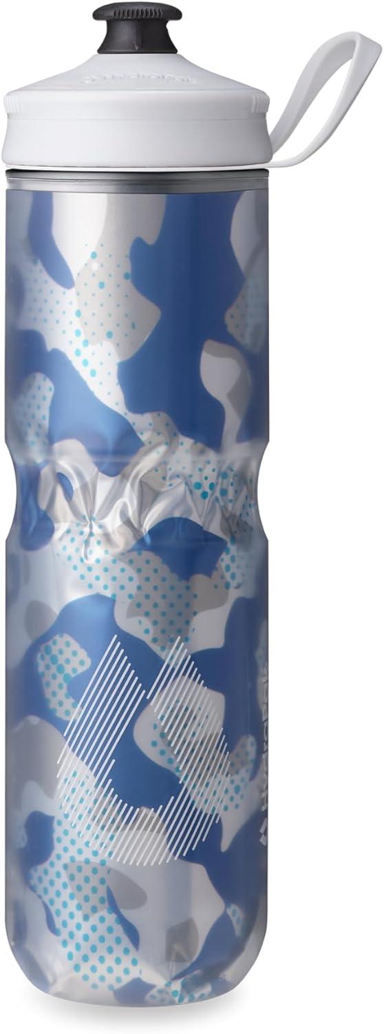 imageHydraPak Polar Bottle Polar Sport Insulated Water Bottle BPAFree Sport ampamp Bike Squeeze Bottle with Handle Splash Gold 700ml 24ozContender Blue