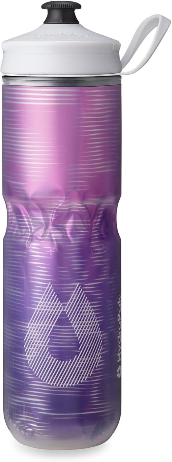 imageHydraPak Polar Bottle Polar Sport Insulated Water Bottle BPAFree Sport ampamp Bike Squeeze Bottle with Handle Splash Gold 700ml 24ozPulse Purple