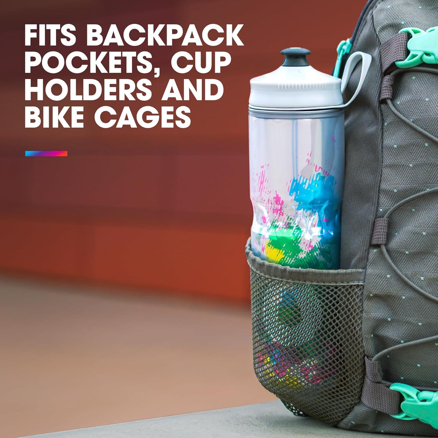 imageHydraPak Polar Bottle Polar Sport Insulated Water Bottle BPAFree Sport ampamp Bike Squeeze Bottle with Handle Splash Gold 700ml 24ozPulse Purple