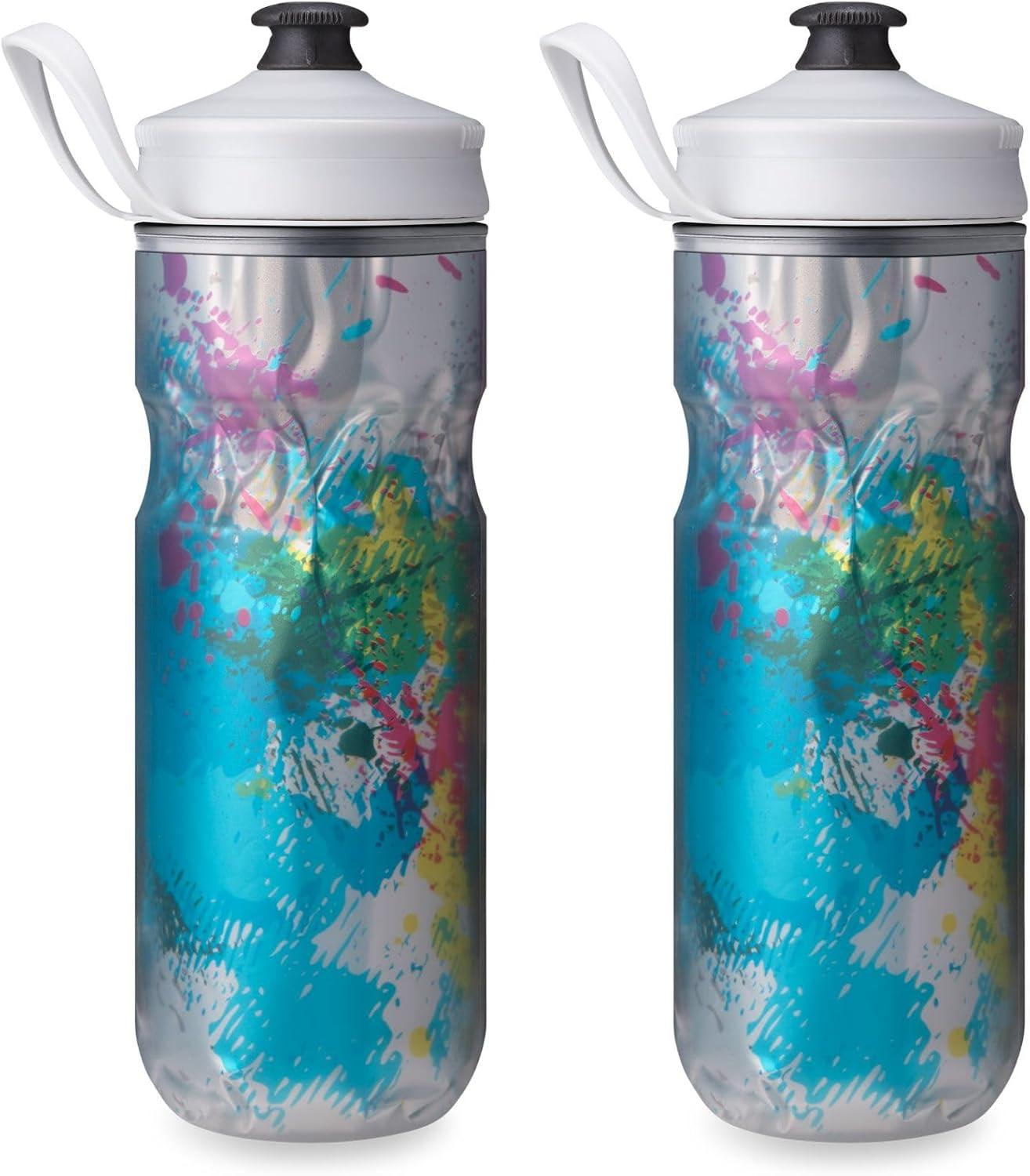 imageHydraPak Polar Bottle Polar Sport Insulated Water Bottle BPAFree Sport ampamp Bike Squeeze Bottle with Handle Splash Gold 700ml 24ozSplash Multi