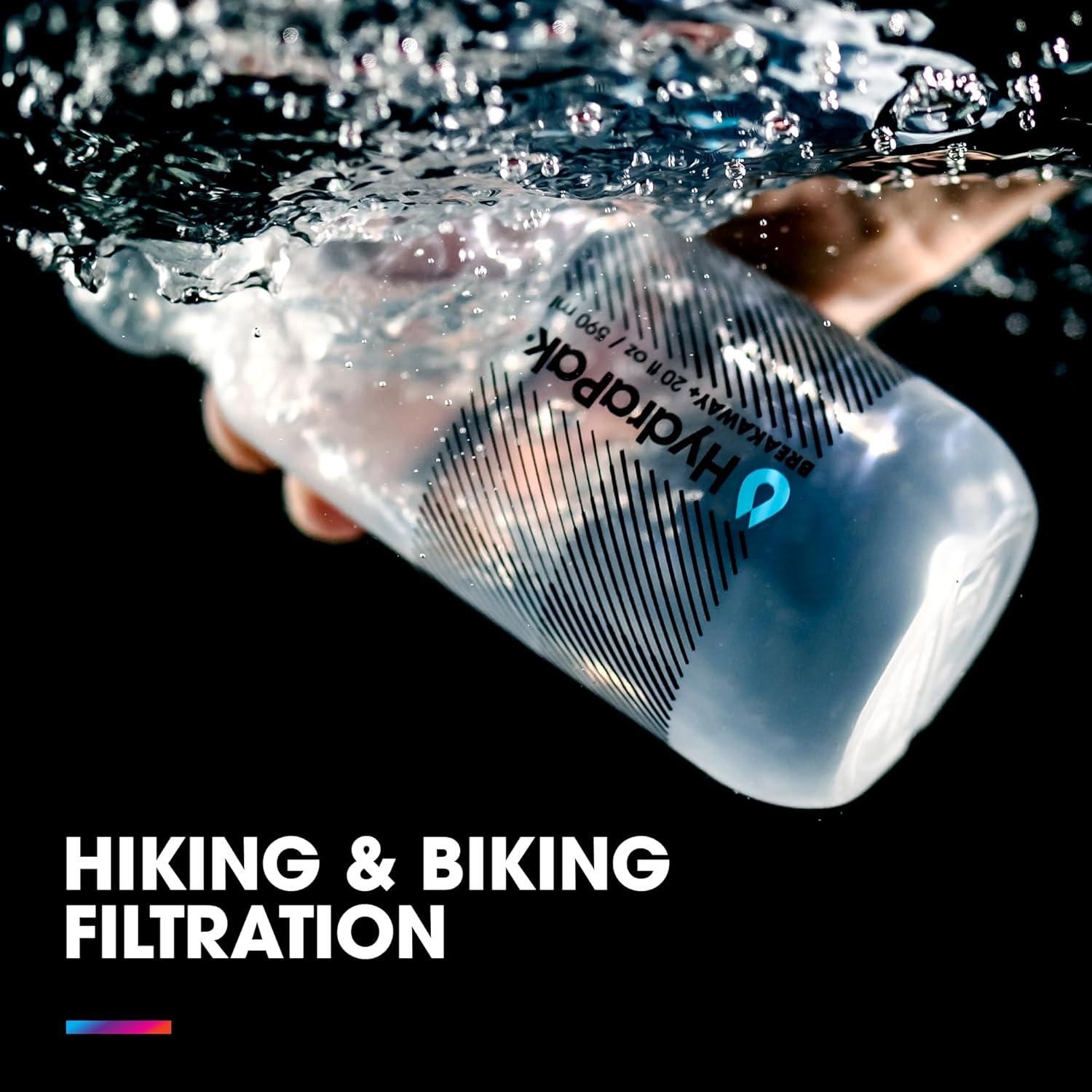 imageHydraPak Breakaway Filter Water Bottle 20oz or 30oz Hike ampamp Bike Squeeze Water Bottle Fits Backpacks ampamp Bike Cages Clear20oz600ml