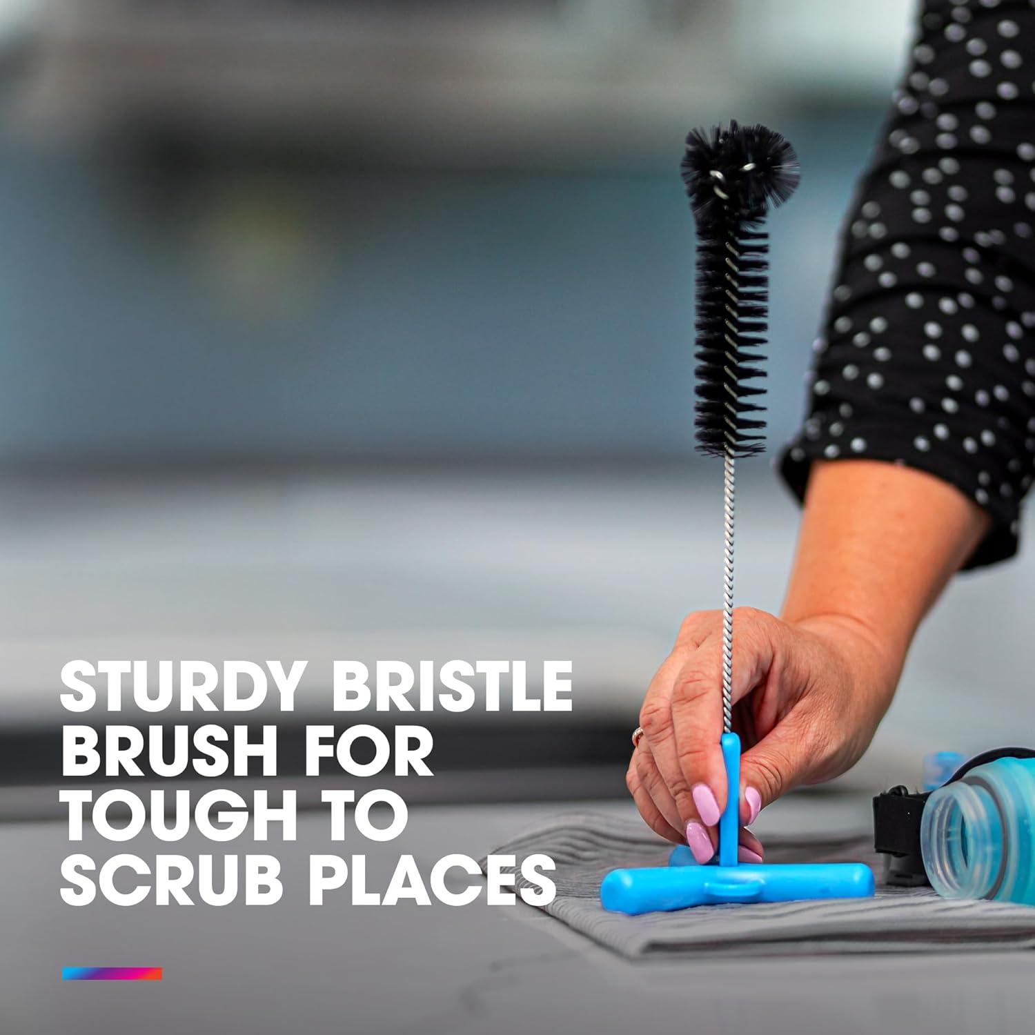 imageHydraPak Flask Cleaning Kit Bristle Brush and Drying Stand BPA ampamp PVC Free Cleans Water Bottles SoftFlasks Coffee Mugs and More