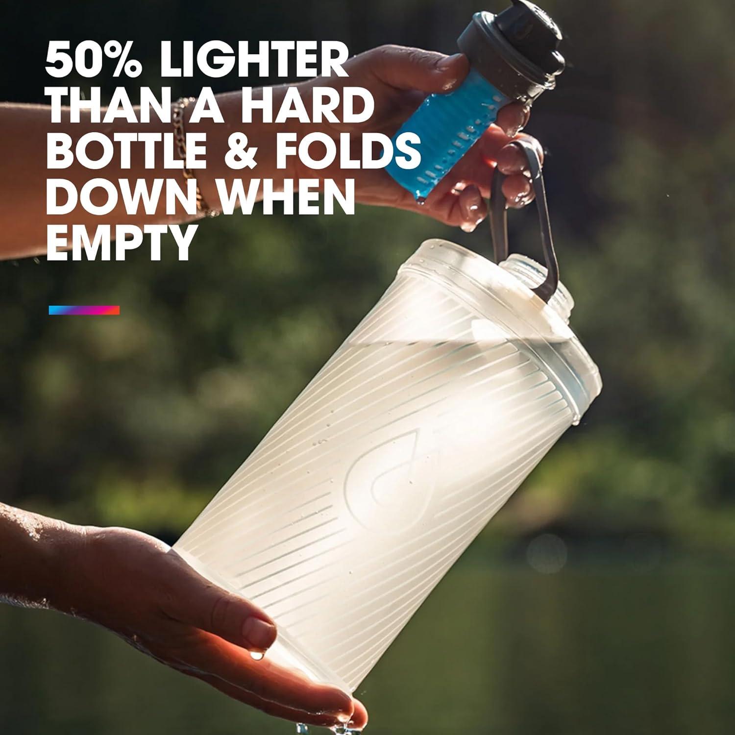 imageHydraPak Flux 15L Filter Kit Collapsible Backpacking Water Bottle BPA Free Ultra Light SpillProof Twist Cap Clear