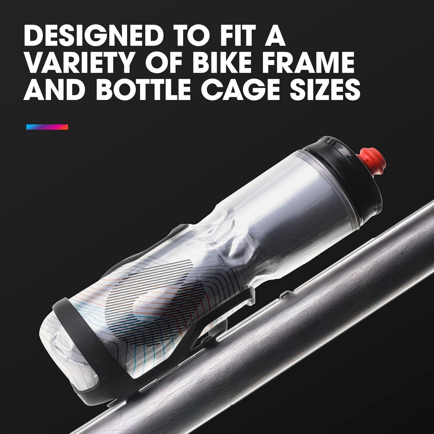 imageHydraPak Polar Surge Insulated Bike Water Bottle 2Pack 20oz or 24oz High Flow Fits Most Bike Cages For Cycling ampamp SportsAscent Black