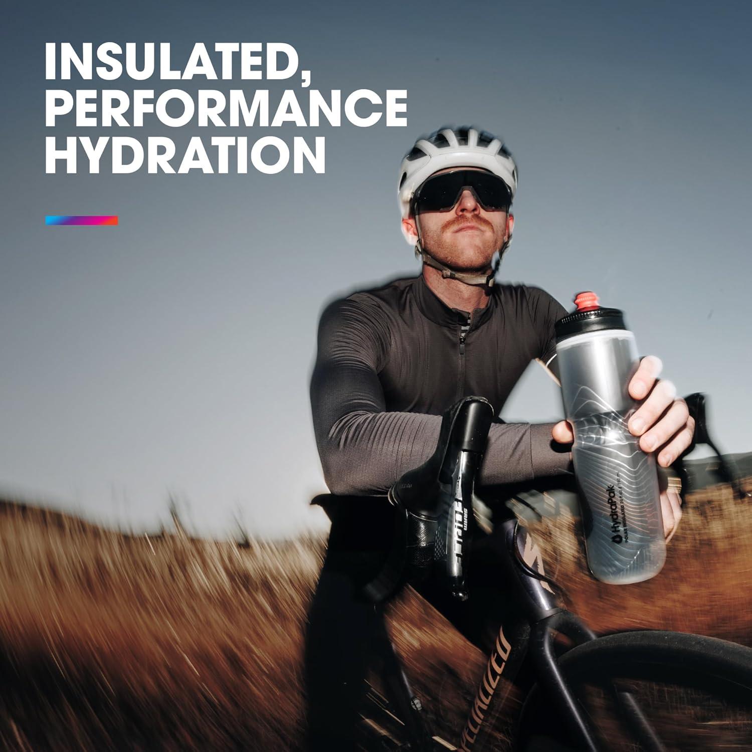 imageHydraPak Polar Surge Insulated Bike Water Bottle 2Pack 20oz or 24oz High Flow Fits Most Bike Cages For Cycling ampamp SportsAscent Red