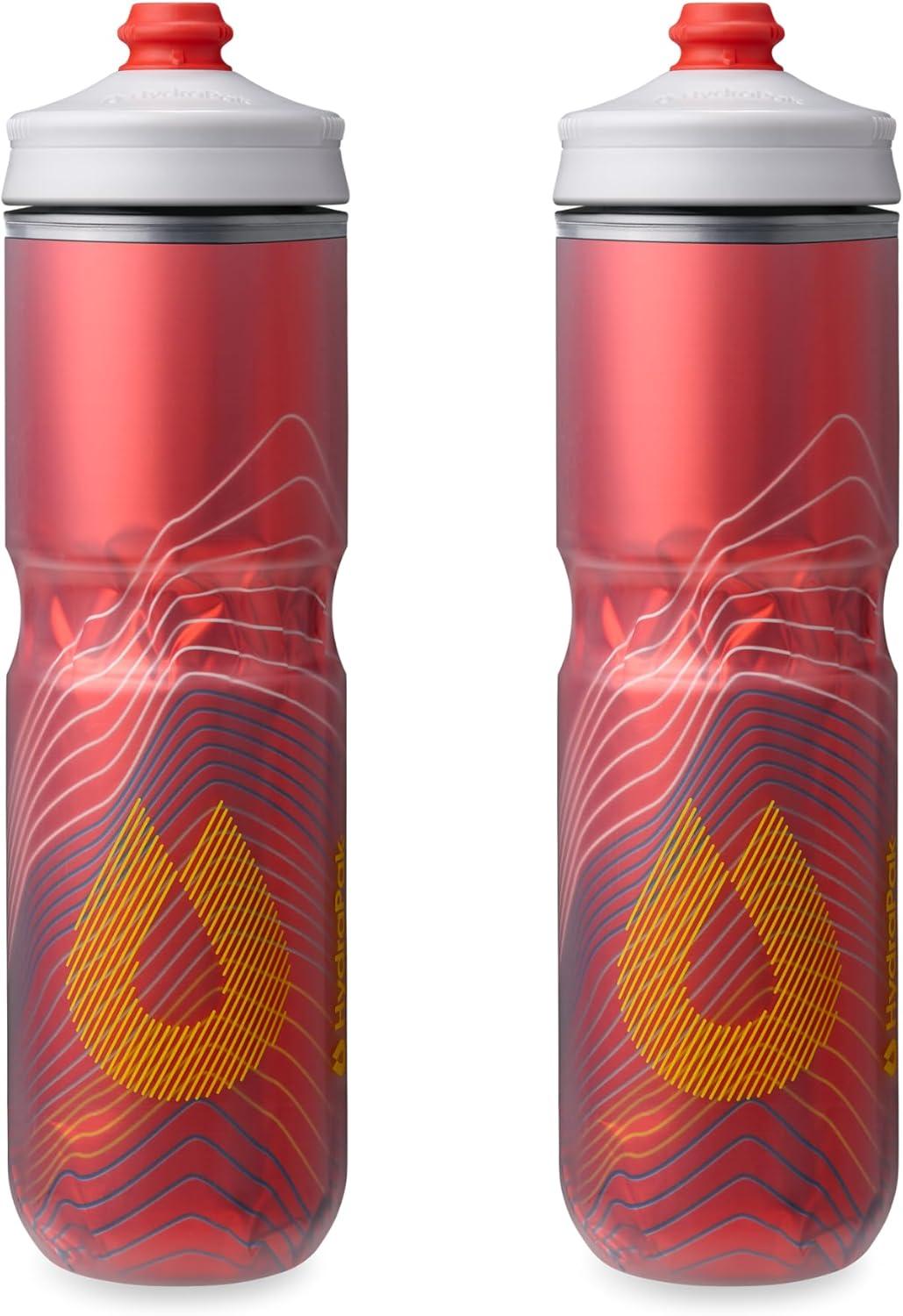 imageHydraPak Polar Surge Insulated Bike Water Bottle 2Pack 20oz or 24oz High Flow Fits Most Bike Cages For Cycling ampamp SportsAscent Red