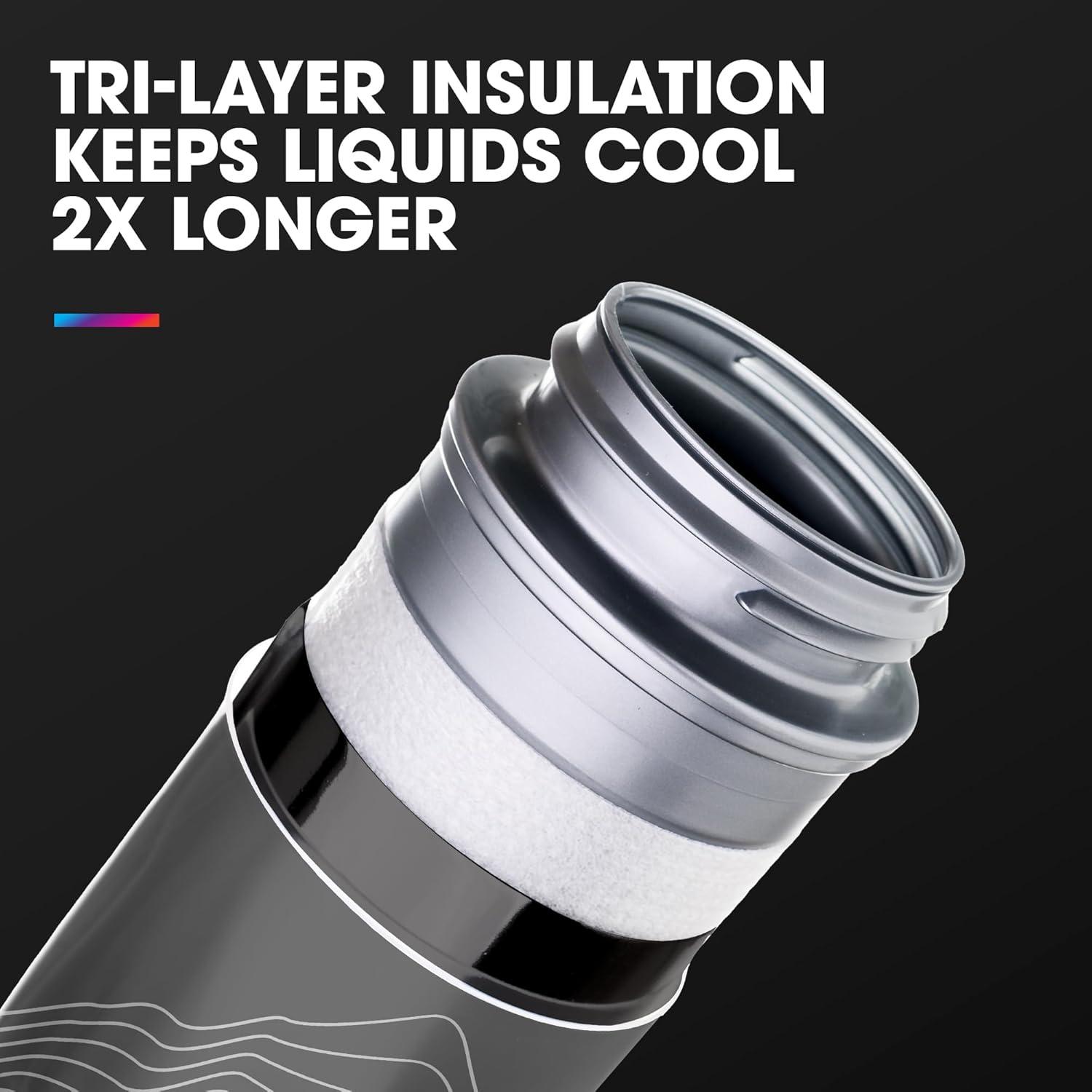 imageHydraPak Polar Surge Insulated Bike Water Bottle 2Pack 20oz or 24oz High Flow Fits Most Bike Cages For Cycling ampamp SportsAscent Silver