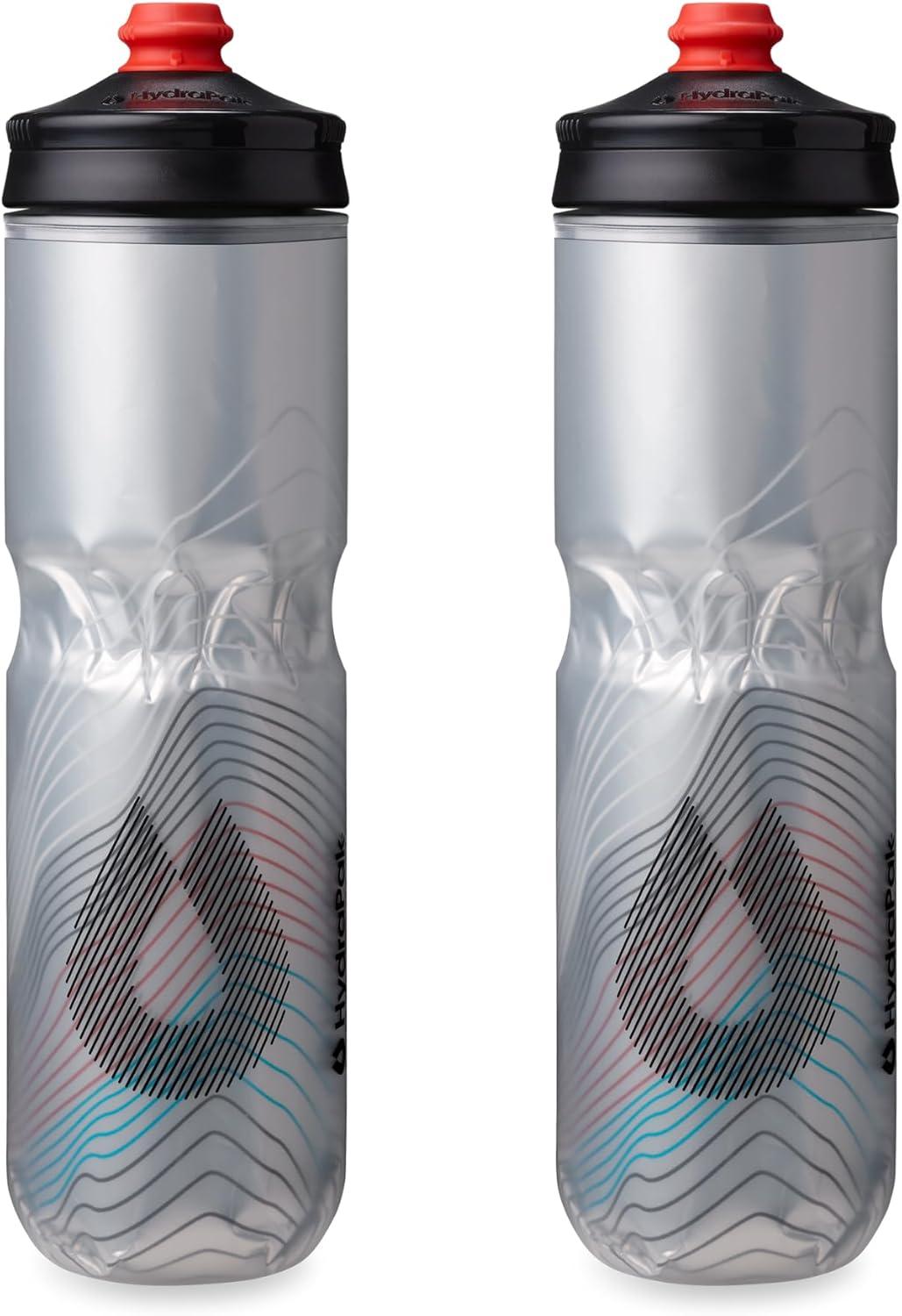 imageHydraPak Polar Surge Insulated Bike Water Bottle 2Pack 20oz or 24oz High Flow Fits Most Bike Cages For Cycling ampamp SportsAscent Silver