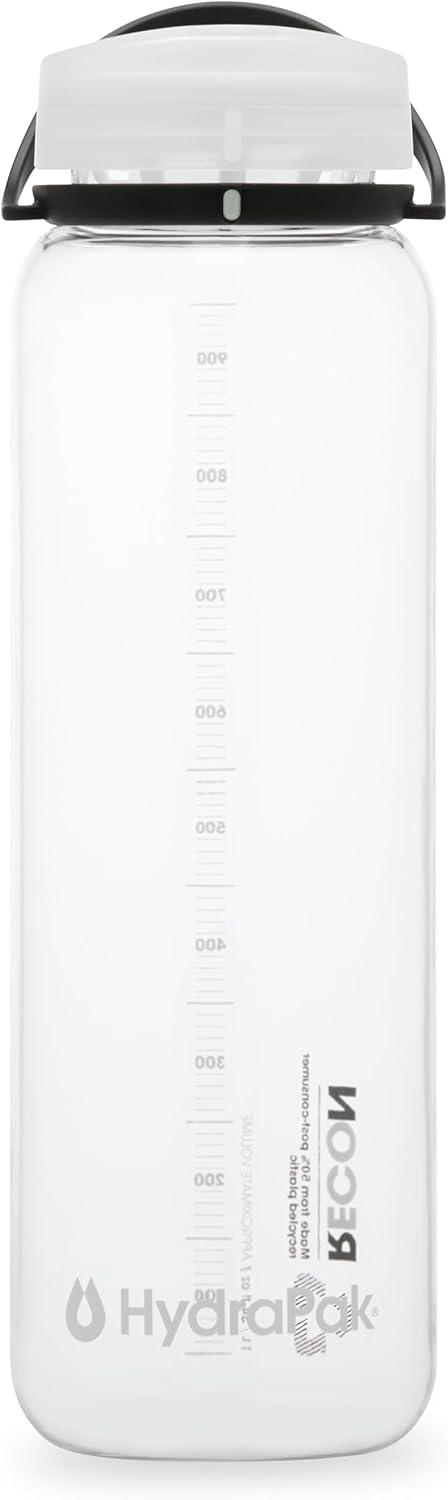 imageHydraPak Recon Twist ampamp Sip Wide Mouth Recycled Plastic Water Bottle 24oz or 32oz Eco Friendly BPA Free Easy CarryClear Black White