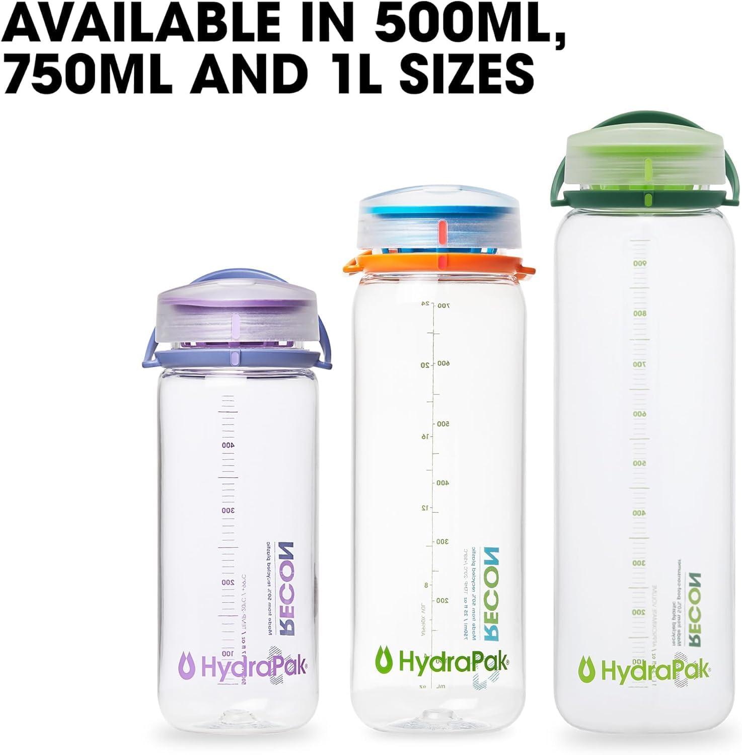 imageHydraPak Recon Twist ampamp Sip Wide Mouth Recycled Plastic Water Bottle 24oz or 32oz Eco Friendly BPA Free Easy CarryClear Black White