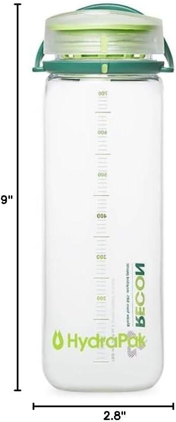 imageHydraPak Recon Twist ampamp Sip Wide Mouth Recycled Plastic Water Bottle 24oz or 32oz Eco Friendly BPA Free Easy CarryClear Evergreen Lime
