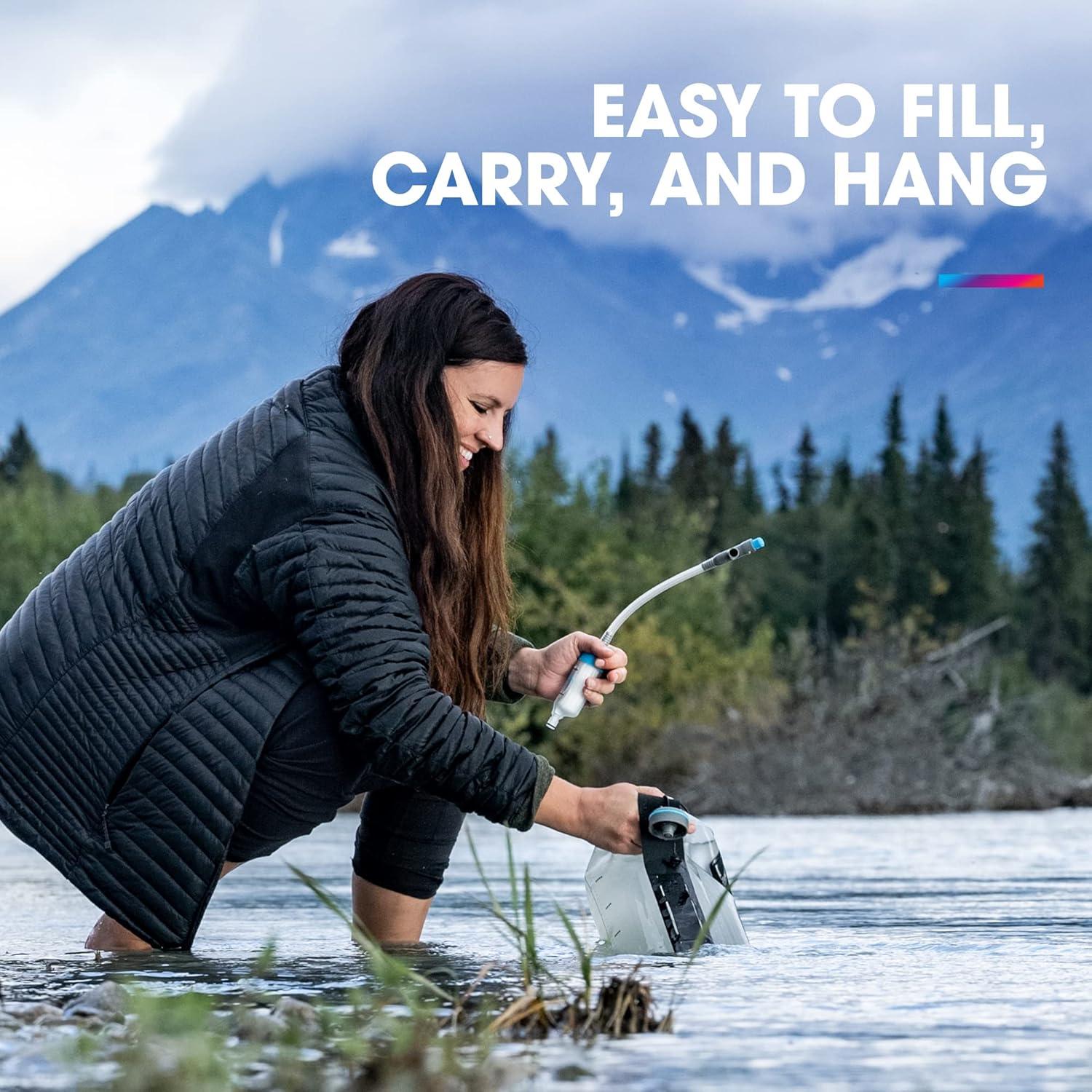 imageHydraPak Seeker Collapsible Water Filtration ampamp Storage 6L BPA ampamp PVC Free Hydration Reservoir Bag Leak Proof Lightweight6 L Filter Kit