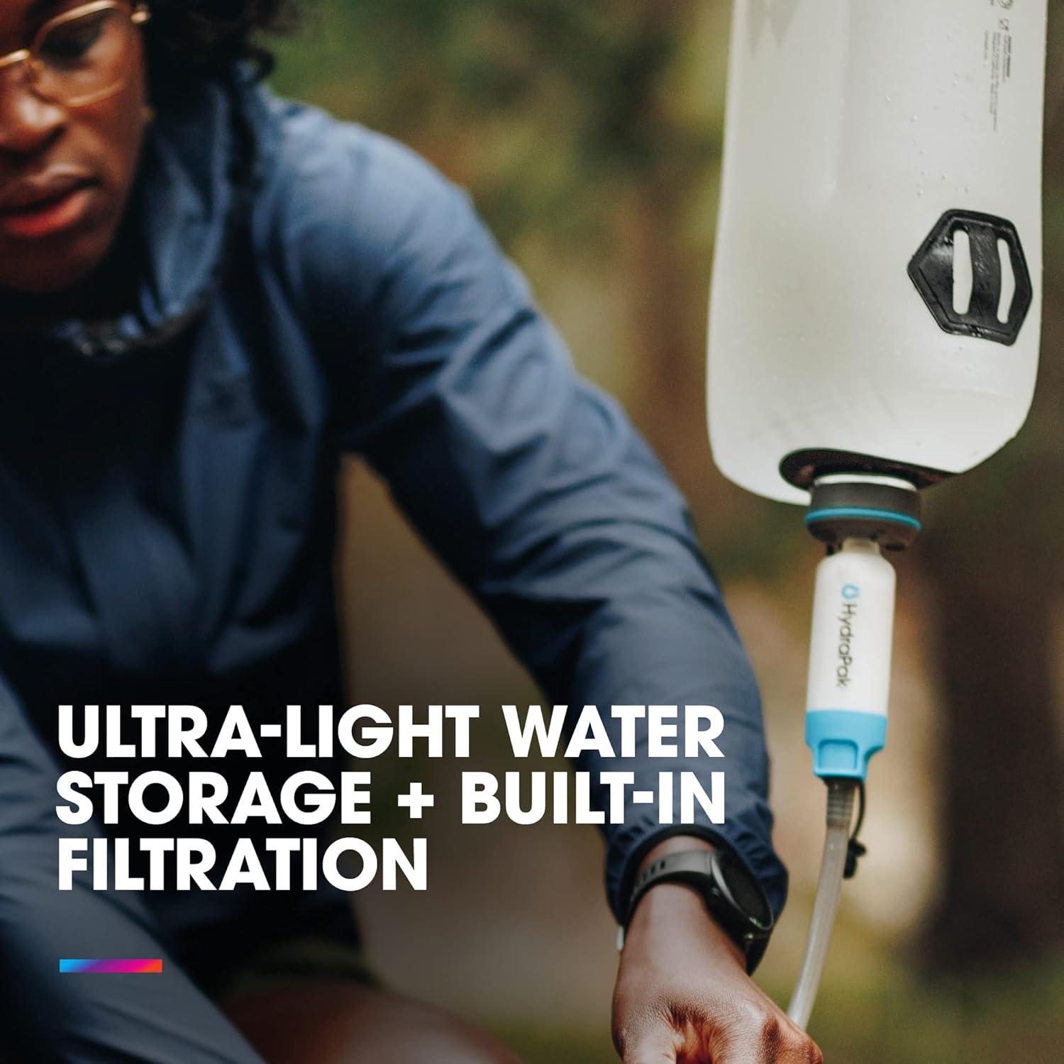 imageHydraPak Seeker Collapsible Water Filtration ampamp Storage 6L BPA ampamp PVC Free Hydration Reservoir Bag Leak Proof Lightweight6 L Filter Kit