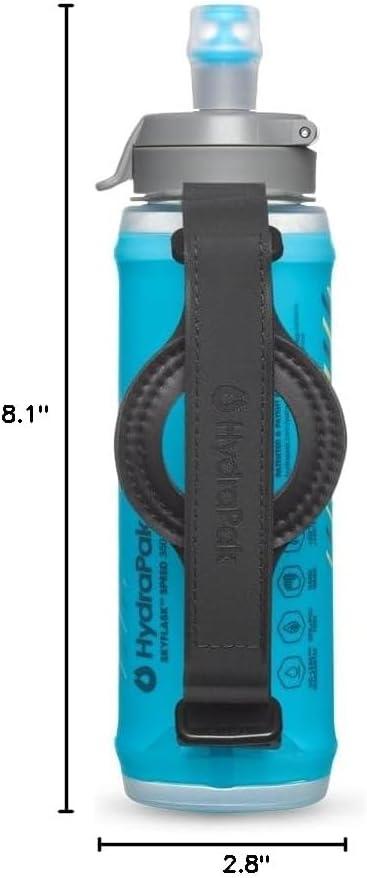 imageHydraPak SkyFlask Speed Collapsible Handheld Running Water Bottle 350ml 500ml 500ml Insulated Adjustable Strap Lightweight SpillProof Cap350ml Thumb Loop