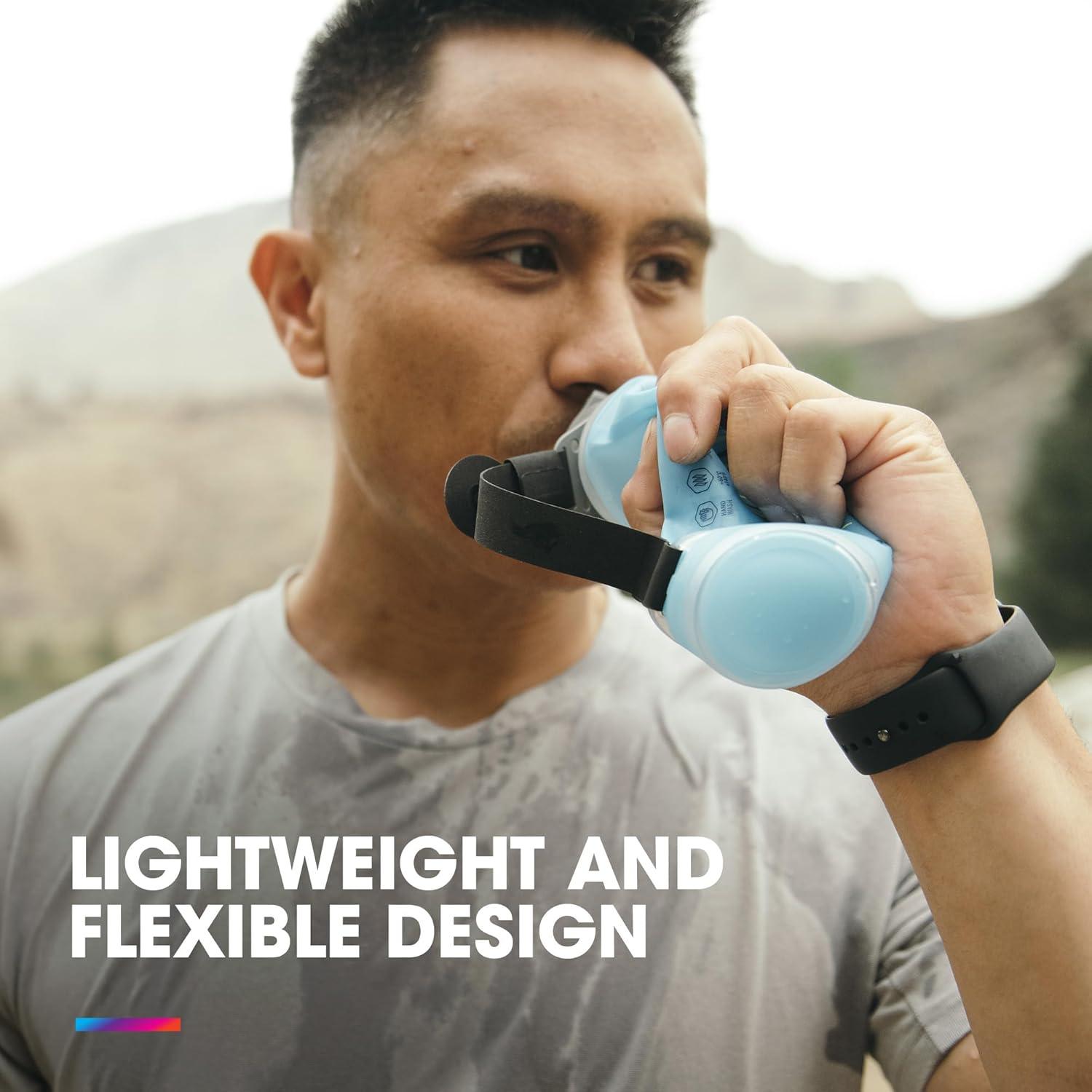 imageHydraPak SkyFlask Speed Collapsible Handheld Running Water Bottle 350ml 500ml 500ml Insulated Adjustable Strap Lightweight SpillProof Cap350ml Thumb Loop