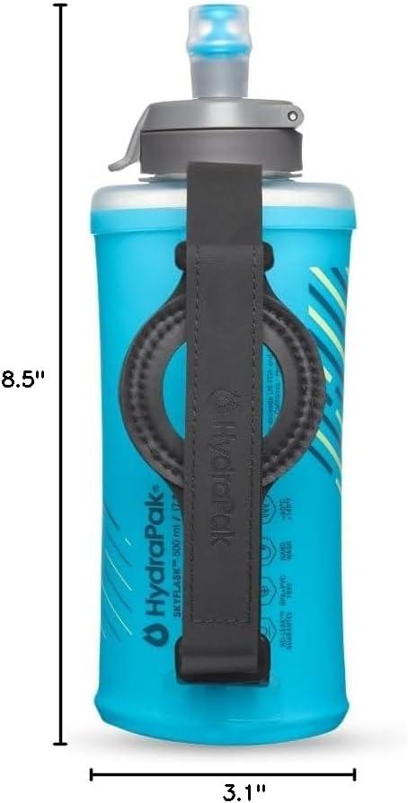 imageHydraPak SkyFlask Speed Collapsible Handheld Running Water Bottle 350ml 500ml 500ml Insulated Adjustable Strap Lightweight SpillProof Cap500ml Thumb Loop
