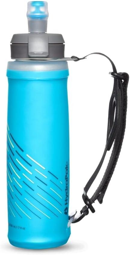imageHydraPak SkyFlask Speed Collapsible Handheld Running Water Bottle 350ml 500ml 500ml Insulated Adjustable Strap Lightweight SpillProof Cap500ml Thumb Loop