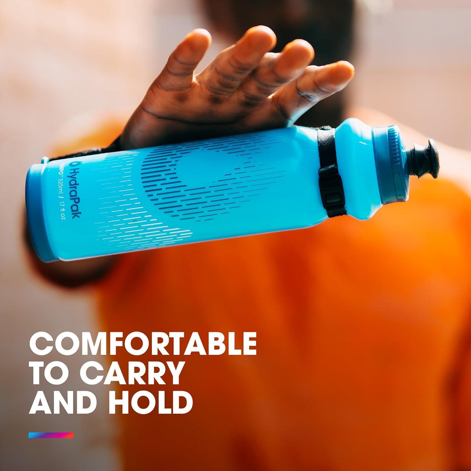 imageHydraPak Tempo Pro 525ml Handheld Running Squeeze Bottle for Training and Race Day Hydration with Removable Strap 525ml17oz WhiteBlack