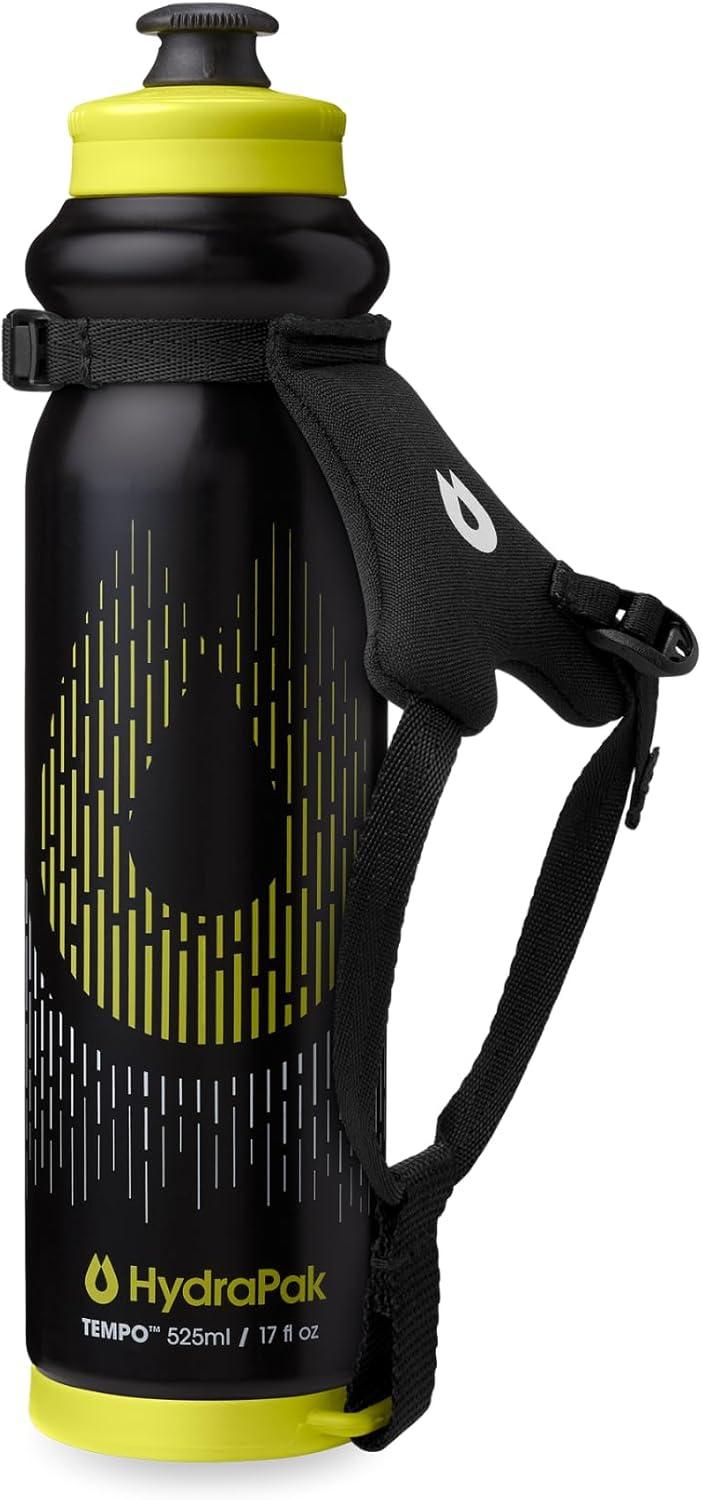 imageHydraPak Tempo Pro 525ml Handheld Running Squeeze Bottle for Training and Race Day Hydration with Removable Strap 525ml17oz WhiteBlack
