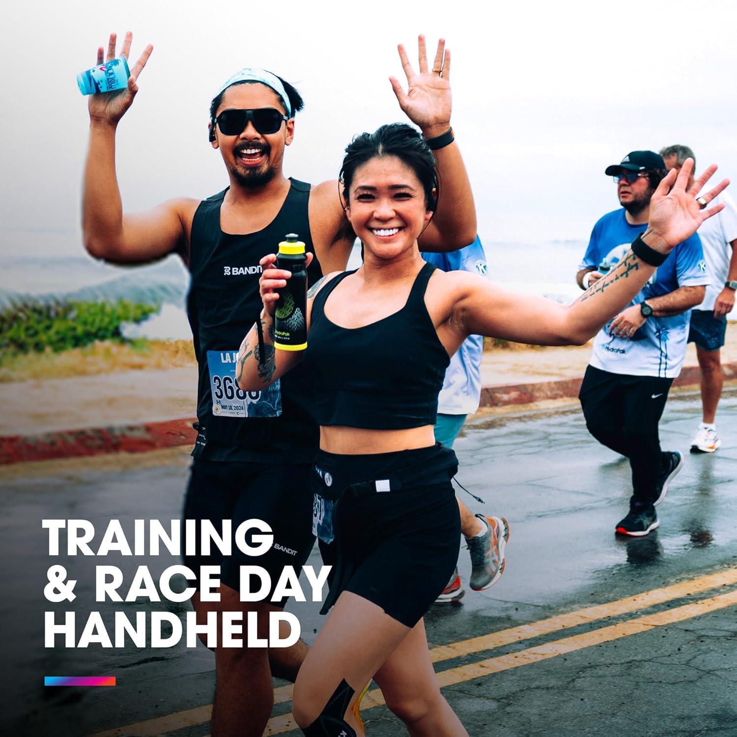 imageHydraPak Tempo Pro 525ml Handheld Running Squeeze Bottle for Training and Race Day Hydration with Removable Strap 525ml17oz WhiteBlack