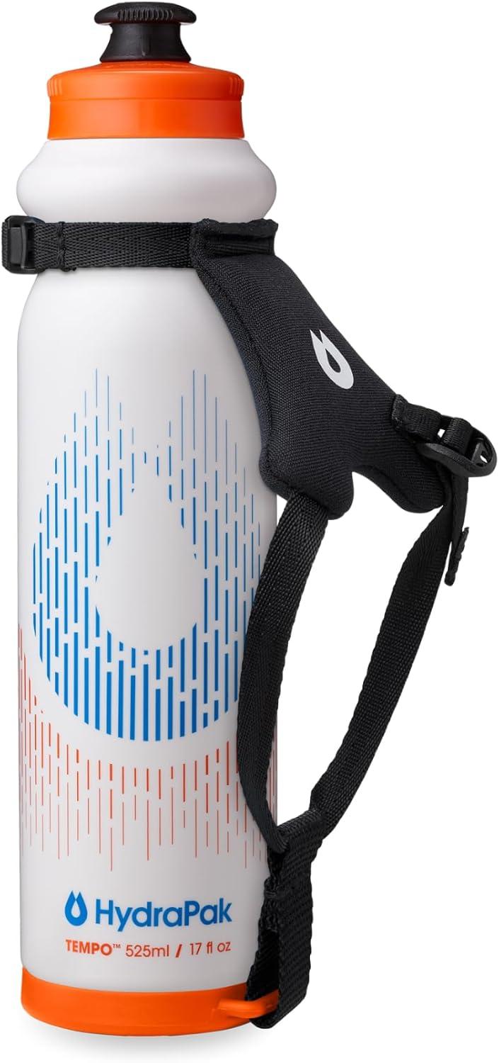 imageHydraPak Tempo Pro 525ml Handheld Running Squeeze Bottle for Training and Race Day Hydration with Removable Strap 525ml17oz WhiteWhite